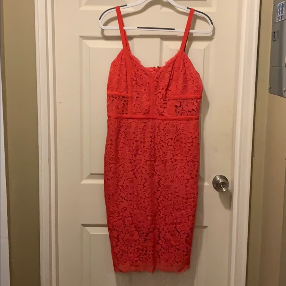 Coral lace dress